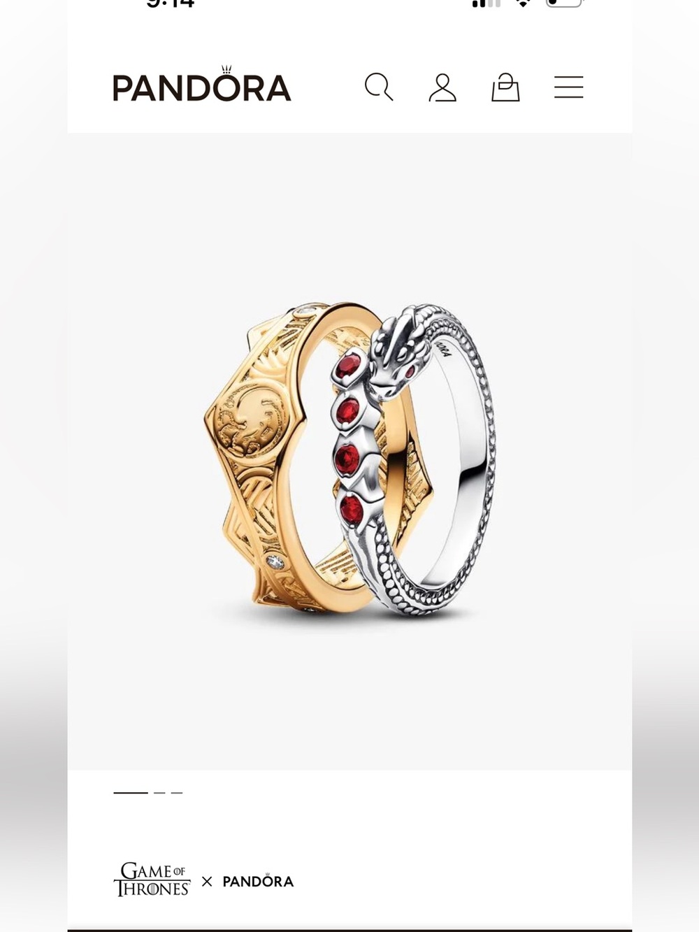 Original pandora GOT and HOTD crown ring